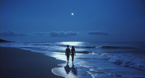 Moonlit Walk Along the Beach